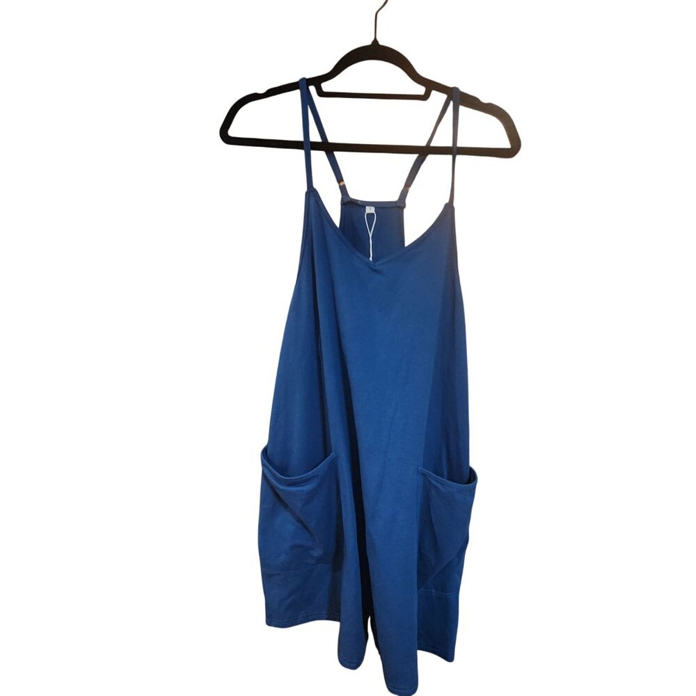 Anrabess Womens Blue Casual Loose Fit Jumpsuit With Pockets Adjustable Straps Si